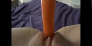 German Teen masturbates with a carrot