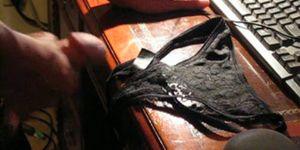 My cum on black panties