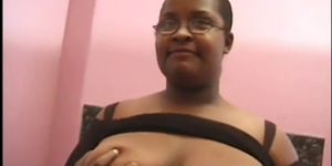 bbw  black with glass sucks and fucks with two men