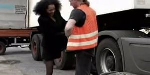 white trucker fucks black woman