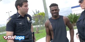 Busty MILF cops sharing a big black cock