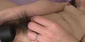 Horny Reina Nishio with a furry pussy is filled with ho