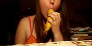 Banana sucking and fucking girlfriend