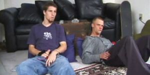 Amateur straight twink get horny watching movie