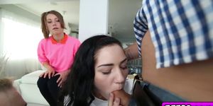 Sexy babysitters in a hot foursome fucking scene