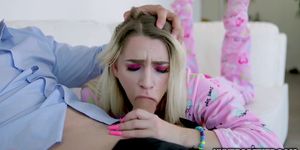 Naughty Petite Blonde in Onesie Fucks Big Cock for TV R