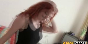 Tiny titted redhead having passionate sex in POV