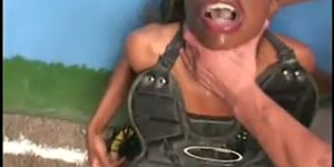 Monique ebony rough gagging deepthroat