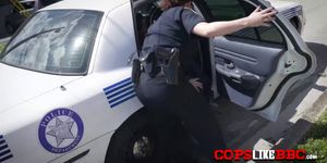 Perverted milf cops take advantage of suspect in public