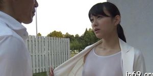 Engaging nipponese bimbo cums on camera