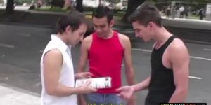 Three gay friends playing