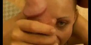 Pretty-eyed girl takes a facial