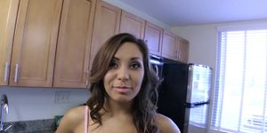 ShesNew Banging latina girlfriend in the kitchen