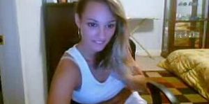 Blonde girl chatting on webcam