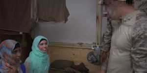 Two arab whores share an American soldiers cock