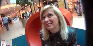 mallcuties blonde girl is paying for clothes with her b