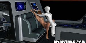 3D brunette sucks cock and gets fucked by an alien