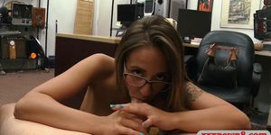 Hot amateur brunette with glasses pounded by pawn guy