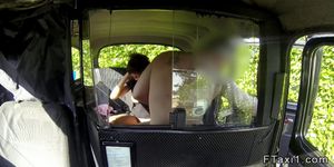 Amateur interracial in fake taxi in public
