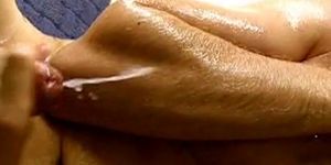 Cum load onto oiled forearm