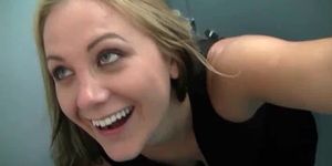College blonde pounded in dorm room toilet