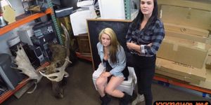 Hot big tits slut goes to a pawnshop and fucked for mon