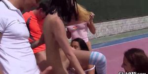 Two tennis players fuck a bunch of teen chicks