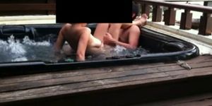 Milf Julia with BF spied on her rooftop jacuzzi