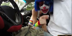 Teen in face paint Mikayla Mico sucks and banged in pub