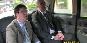 Mature group banging in taxi