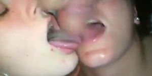 Two Dirty Matures Share Cumshot