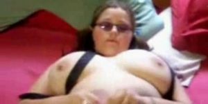 Fat Chubby Teen masturbating and getting a cum facial
