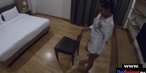 Petite Thai wife striptese show and POV quickie fuck
