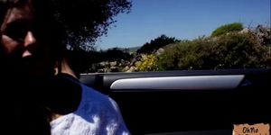 Charming stranded babe Ally fucks in the car caught in 