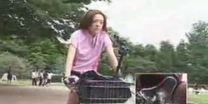 Japanese Schoolgirl Masturbates on a Modified Bicycle