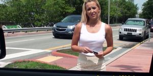 Pounded hitchhiker babe jizzed in mouth