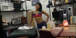 Asian teen babe pawns her twat and boned at the pawnsho