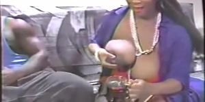 Mega Fat Ebony Squirting Breast Milk on Huge Cock