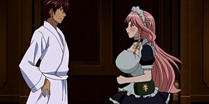 Huge titted hentai maid rides