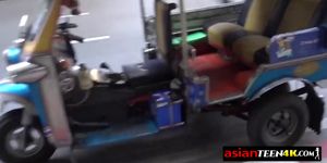 Slutty Asian teen is letting a horny backpacker fuck he
