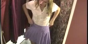 Blond teen in changing room