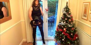 Alison in Thigh Boots - Wanking under the christmas tre