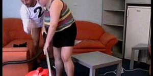 Granny Puts Down Vacuum and Takes it in the Ass