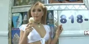 Hot Girl In White Stockings Fucks Ice Cream Man