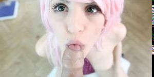 Pink hair blowjob