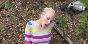 Geck met blonde in the woods and got a nice blowjob