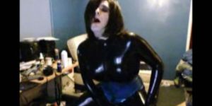 Latex Catsuit Buttplug Riding