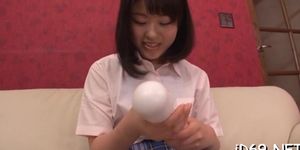 Prodigious nipponese tsugumi mutou rubbing her cherry