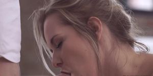 Smiling blonde teen ass-fucked by her masseur