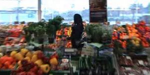 Brunette picked up in supermarket and fucked in nearby 